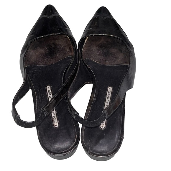 Donald J. Pliner Bronze Patent Leather Orsa Wingtip Slingback Flats size 8.5 - Picture 3 of 10